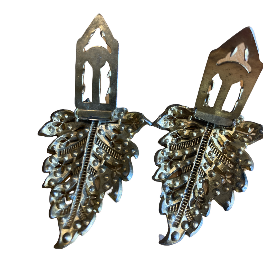 Antique Gold Clear Rhinestone Vintage Dress/Fur  Clip