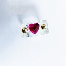 Load image into Gallery viewer, Image Gang_Kandi_Clear_Resin Ring__Pink Heart_Gold Studs_Lucille Golden_Vintage