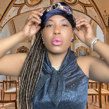 Load image into Gallery viewer, Vintage Navy Blue Jeweled Cloche Hat
