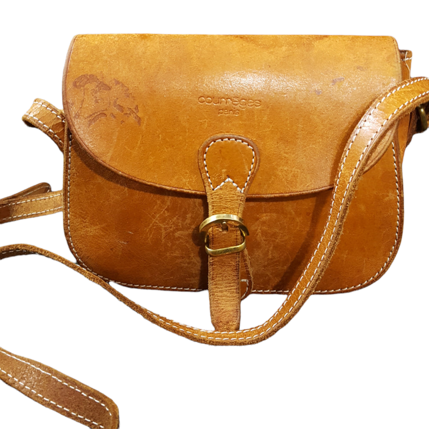 Courreges Paris Leather Crossbody Saddle Bag