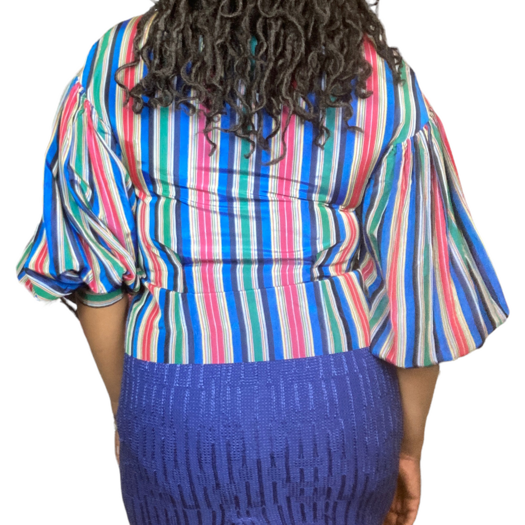 Vintage 50s Tafetta Striped Blouse sz. Small