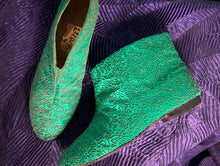 Load image into Gallery viewer, Rare Salvatore Ferragamo Hand Embroidered Satin Booties size 6.5
