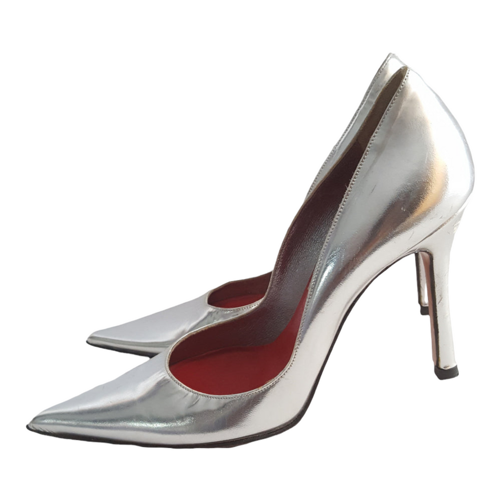 90s Les Tropeziennes Silver Leather Pumps sz 36