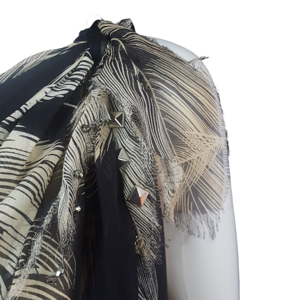 Diane von Furstenberg Etched Feather Print Silk Dress Size 4