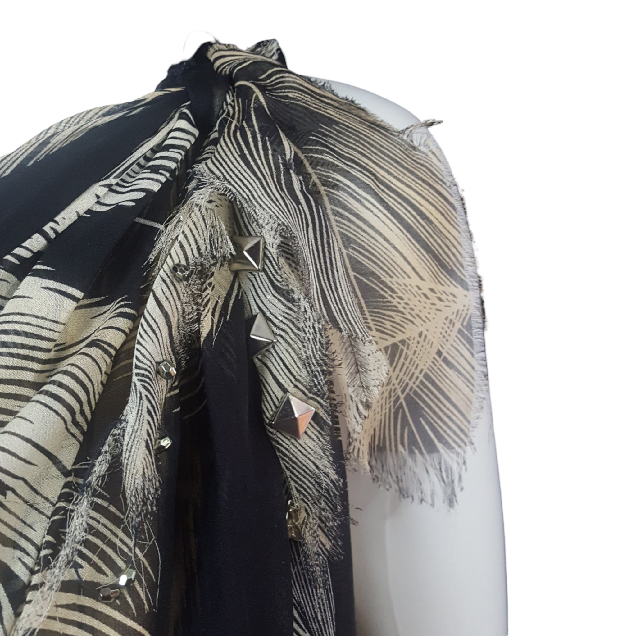 Diane von Furstenberg Etched Feather Print Silk Dress Size 4