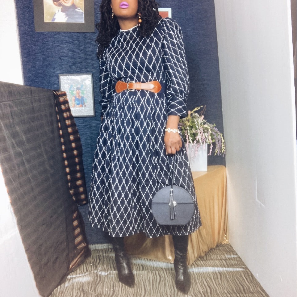 Vintage_Dresses_Womens Vintage Clothing Sites_Navy Blue Dress_Vivianne Marlowe Dress