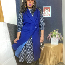 Load image into Gallery viewer, 80s Vintage Christian Dior Wool Coat Vest  Size M Peri Blue Color of the Year

