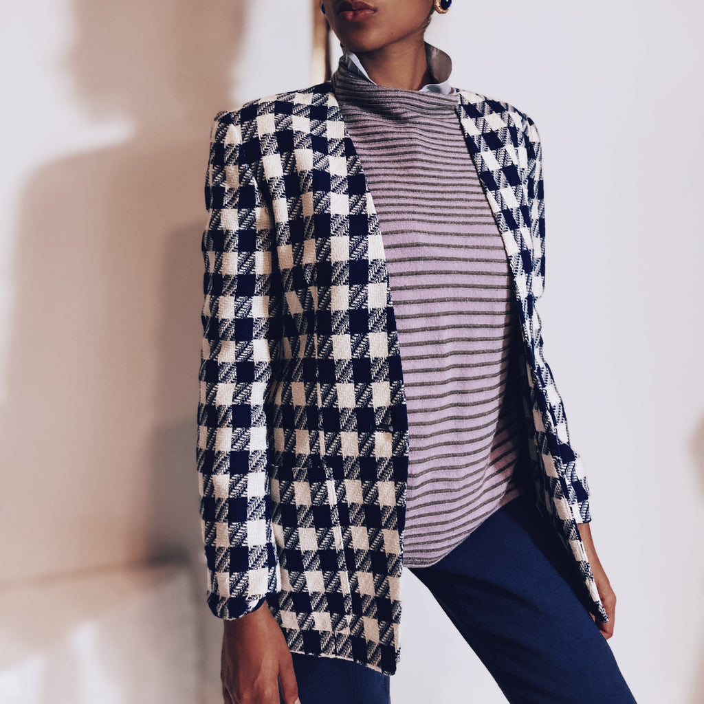 Louis Feraud Metallic Stripe Cashmere Shell Size 12