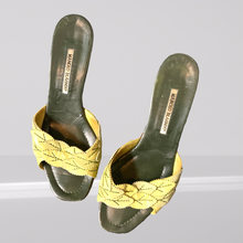Load image into Gallery viewer, Vintage Manolo Blahnik-Green Leather Leaf Mules - Shop 90s Fashion Shoes Size 42