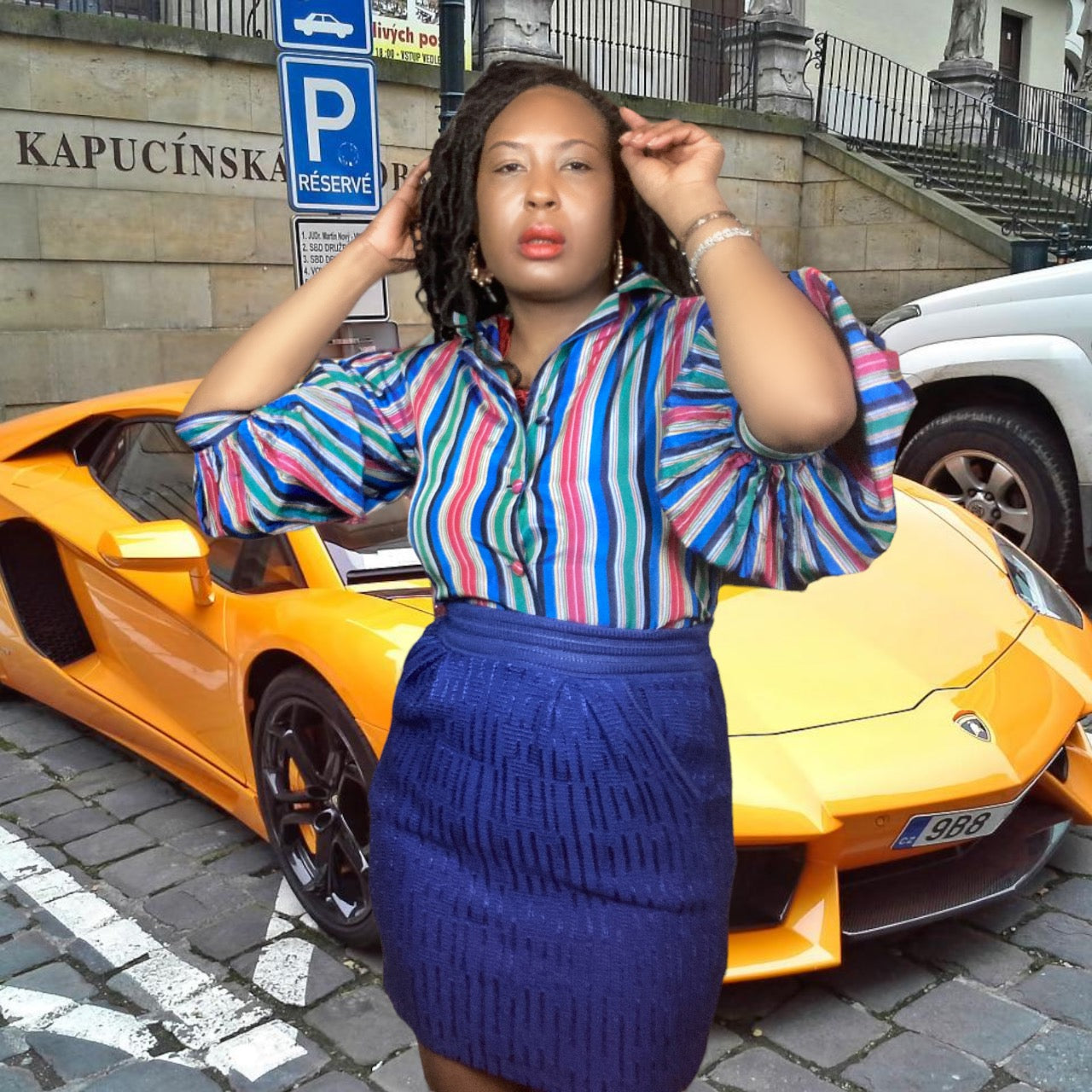 Vintage 50s Tafetta Striped Blouse sz. Small