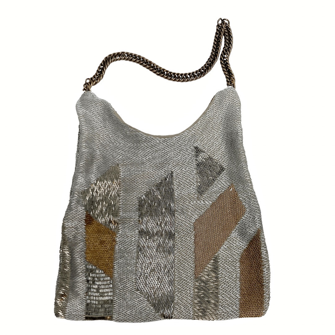 Salvaged NoWa by Narai, Silk Georgette Beaded Droopy Shoulder Chain St ...