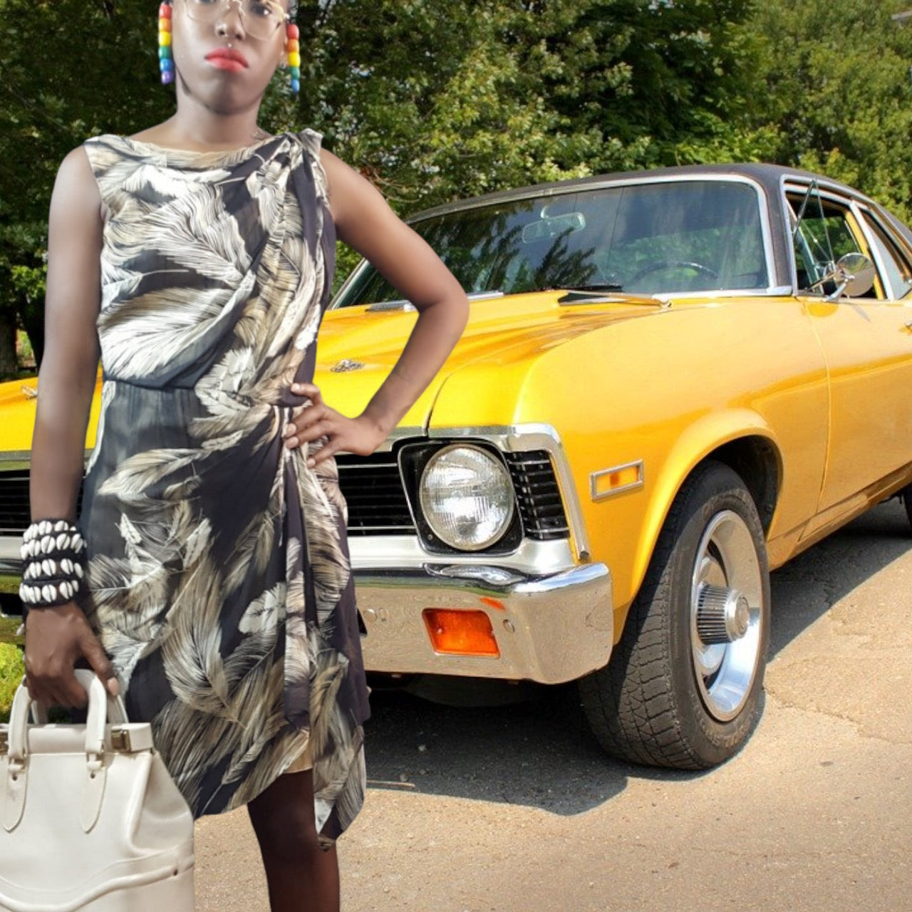 Diane von Furstenberg Etched Feather Print Silk Dress Size 4