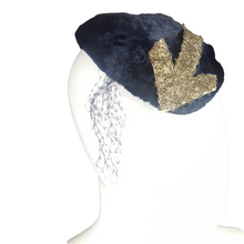 Load image into Gallery viewer, Vintage Navy Blue Jeweled Cloche Hat
