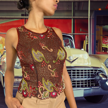 Load image into Gallery viewer, Beaded Silk Georgette Zip Bodice Blouse Vintage sz. M
