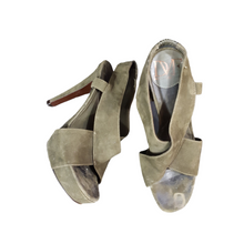 Load image into Gallery viewer, DVF  Zia Suede Sandals Olive Green Heels sz. 6 1/2