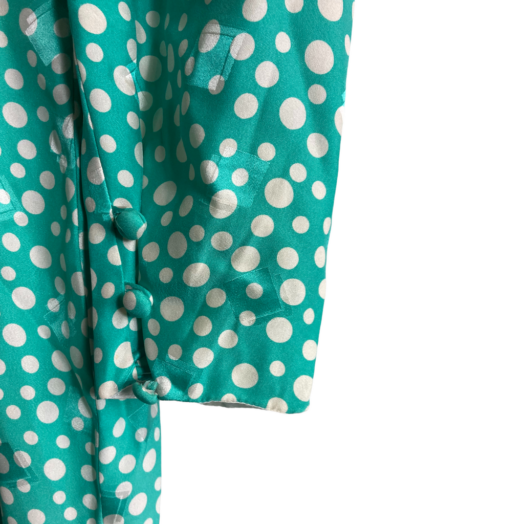 Junnie Leigh - 80s Silk Jacquard Polka Dot Print Midi Dress | Junnie Leigh - Shop Vintage Dresses