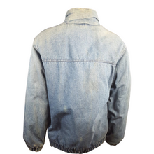 Load image into Gallery viewer, KRAZY KRINKLE By Saxton Hall Vintage Denim Down Bomber Jacket Size M
