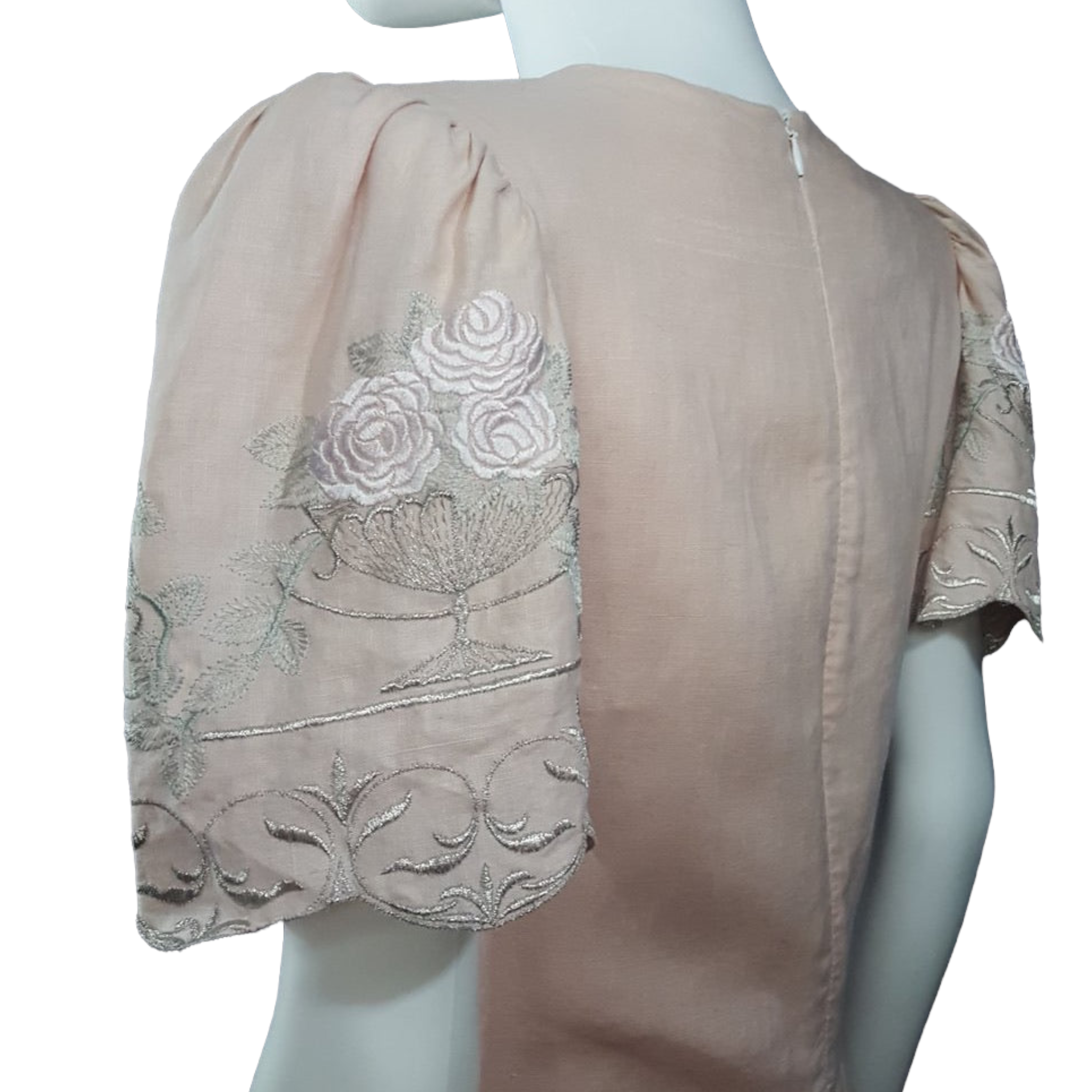 En Soir Linen Embroidered Dress Size L