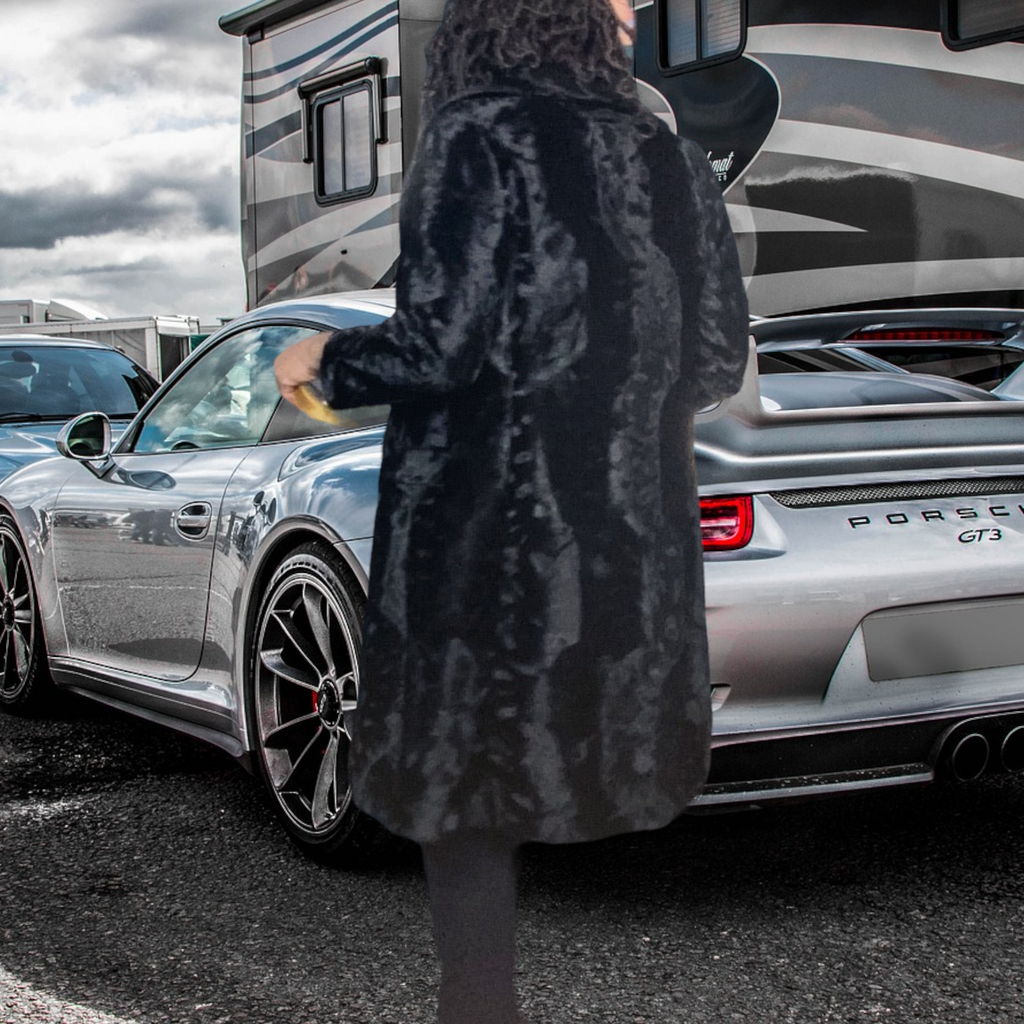 1960s Vintage Coats Broadtale a Lou Nierenberg Creation Black Dress Fur Coat size M