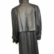 Load image into Gallery viewer, Vintage Black Pleated  Maxi Leather Coat Size L
