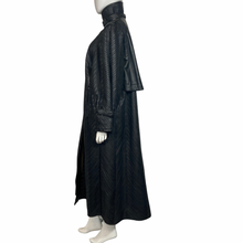 Load image into Gallery viewer, Vintage Black Leather Trench Coat- Maxi Leather Coat - Issey Miyake Pleats -Lucille Golden Vintage
