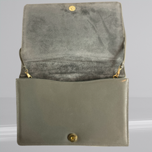 Load image into Gallery viewer, 80s Grey Leather Shoulder Bag With Satin Stich Geometric Flap - Jay Herbert New York