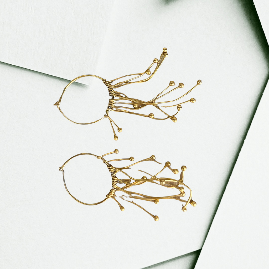 Gold Hoop Fringe Earrings