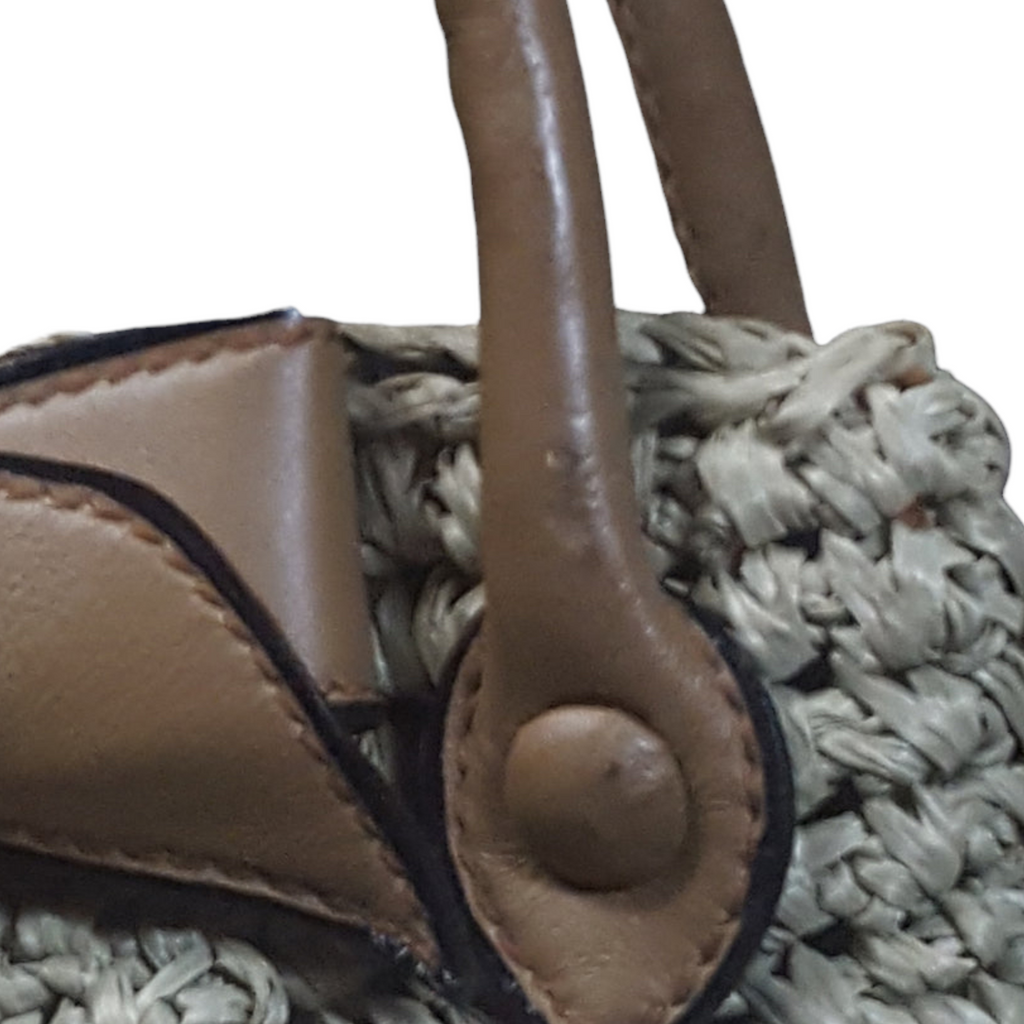 Koret Raffia Straw and Leather Trim Top Handle Bag