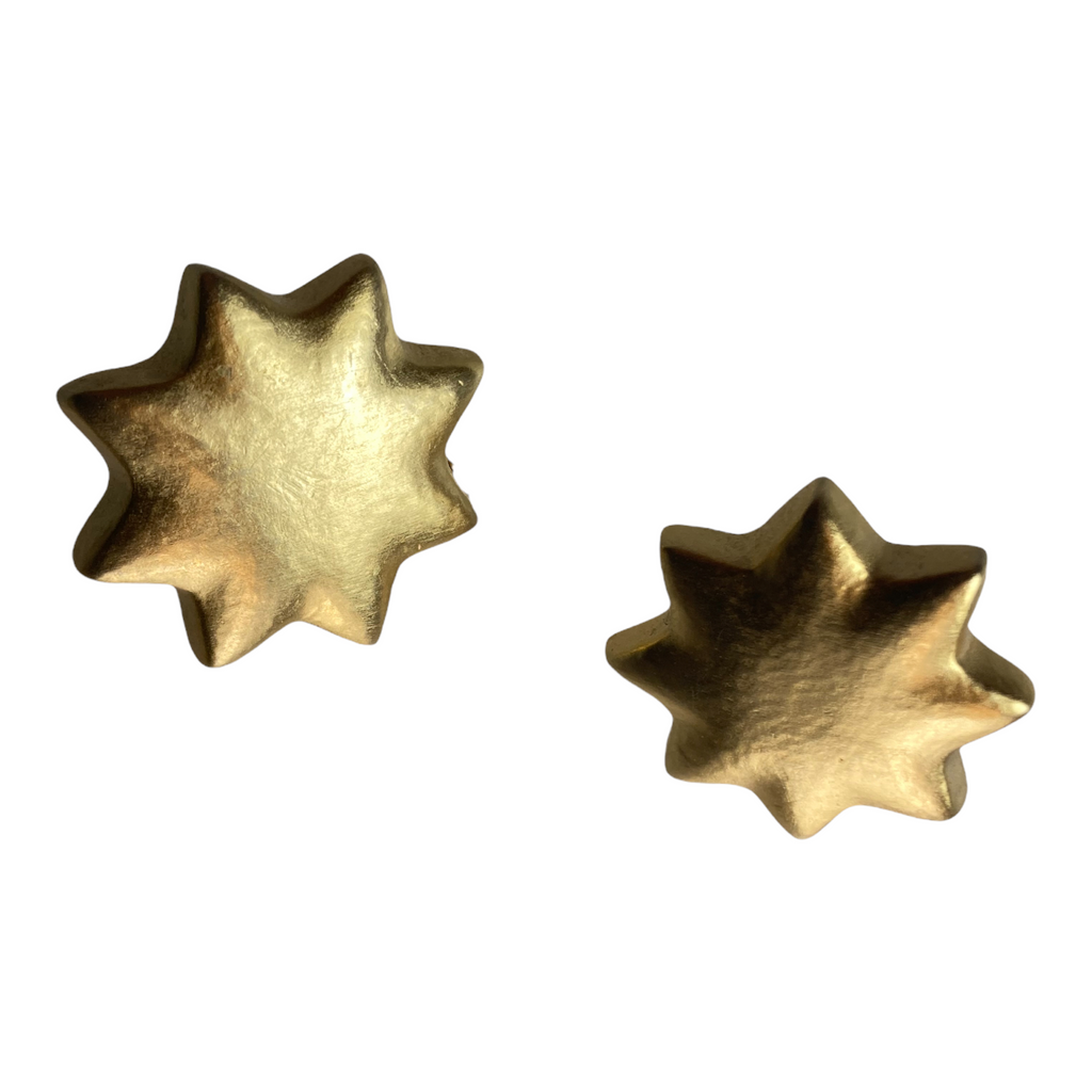Vintage Chunky Star Clip-On Earrings