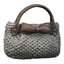 Load image into Gallery viewer, Koret Raffia Straw and Leather Trim Top Handle Bag