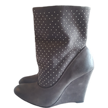 Load image into Gallery viewer, Rebecca Minkoff Studded Wedge Suede Booties size 7

