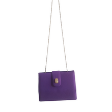 Load image into Gallery viewer, Vintage Purple Fabric Mini Clutch With Gold Chain
