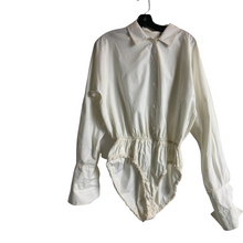 Load image into Gallery viewer, 1980s Vintage Donna Karan White Cotton French Cuff Bodysuit Size 10
