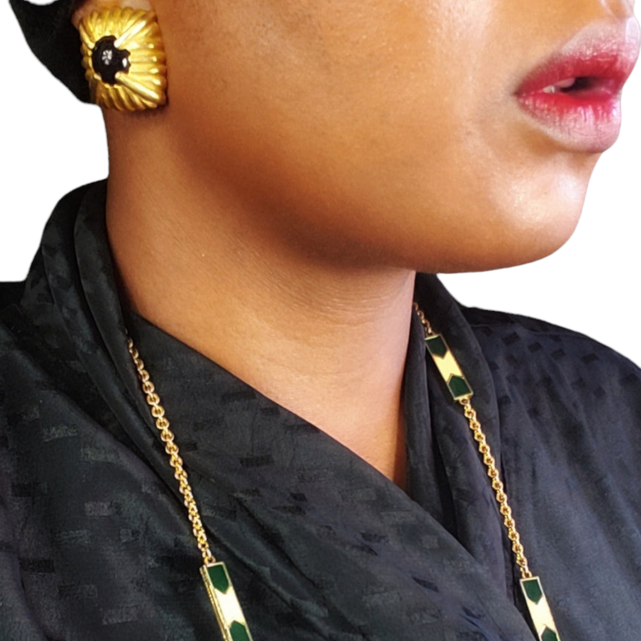 Givenchy Gold Clip-on Cabochon  Earrings