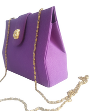 Load image into Gallery viewer, Vintage Purple Fabric Mini Clutch With Gold Chain
