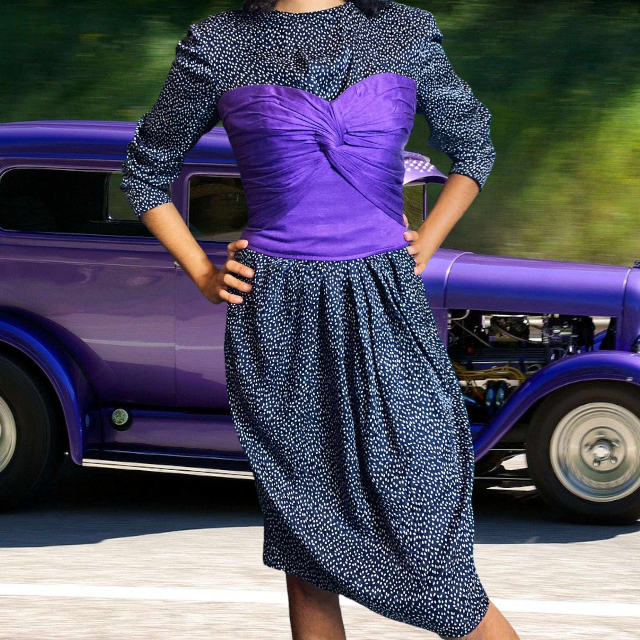 Gillian Studio Vintage Silk Jacquard  Dress Speckled Polka Dot sz.10