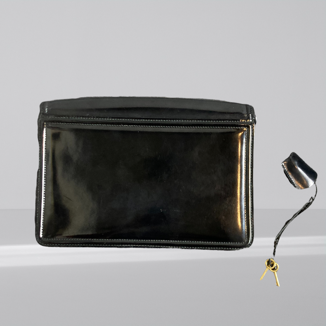 Bally Black Leather Clutch Portfolio Lock & Key
