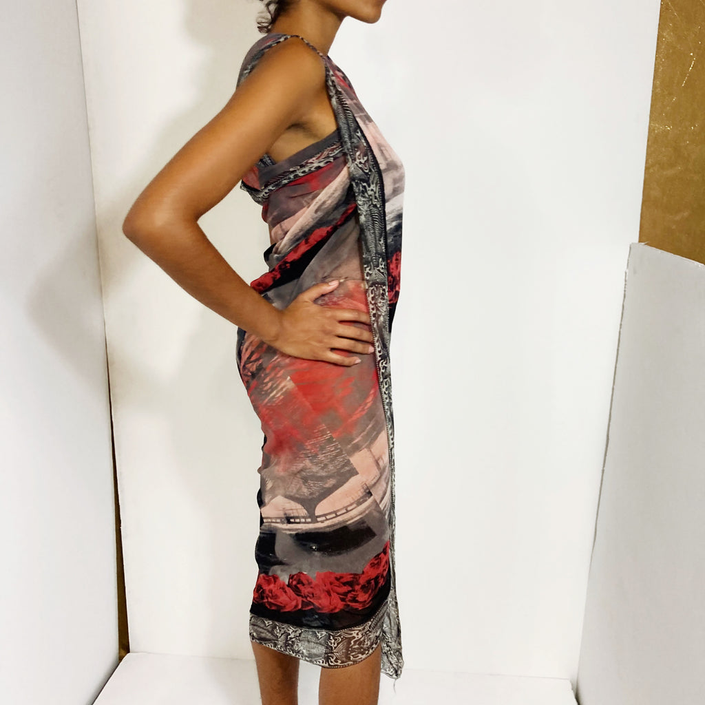 Jean Paul Gaultier Maille Classique Paris Vintage Tatoo Sheer Mesh Print Scarf/Dress