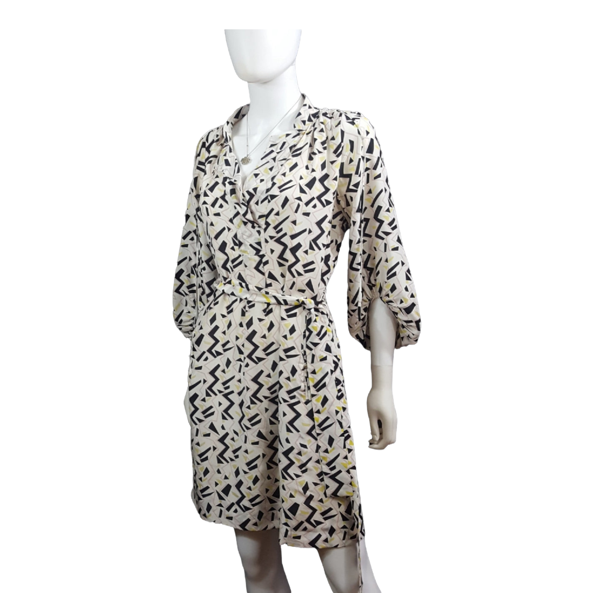 Diane von Furstenberg Zig Zag Print Belted Dress size M
