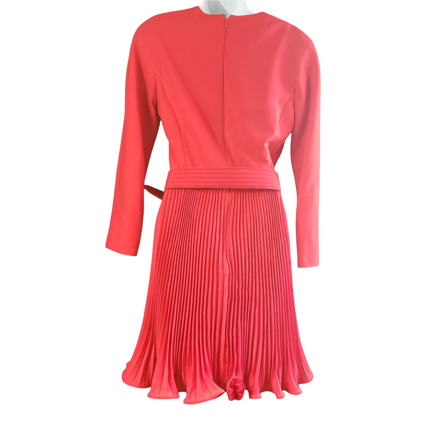 Scaasi Bergdorf Goodman Red Pleated Dress Size S