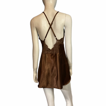 Load image into Gallery viewer, Lingerie Cacique Brown Satin Lace Trim Teddy Size S
