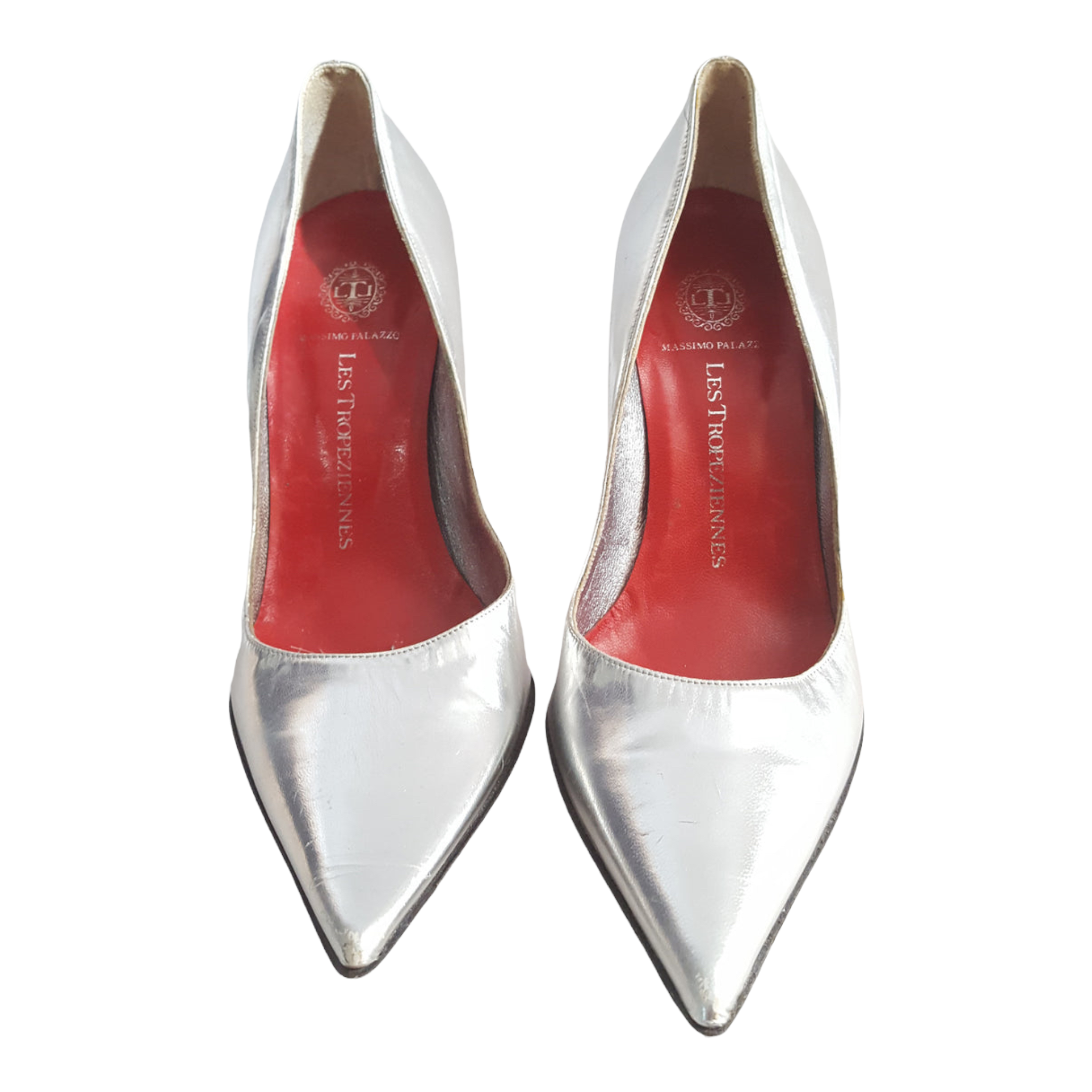90s Les Tropeziennes Silver Leather Pumps sz 36