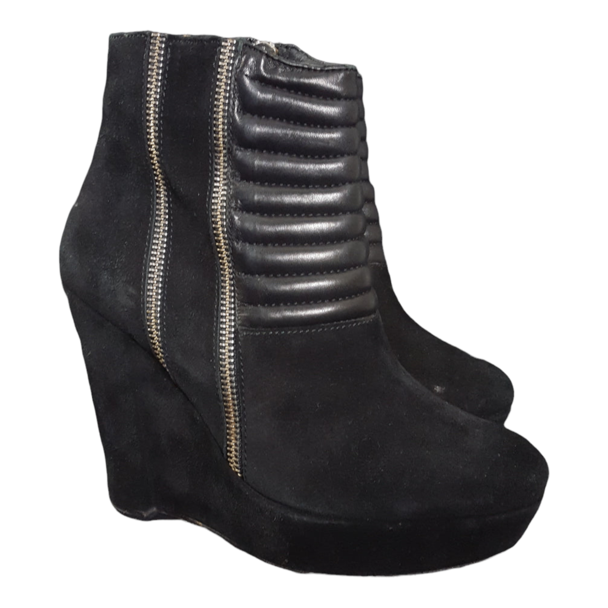 The Kooples Suede and Leather Quilted Zip Ankle Booties size 37