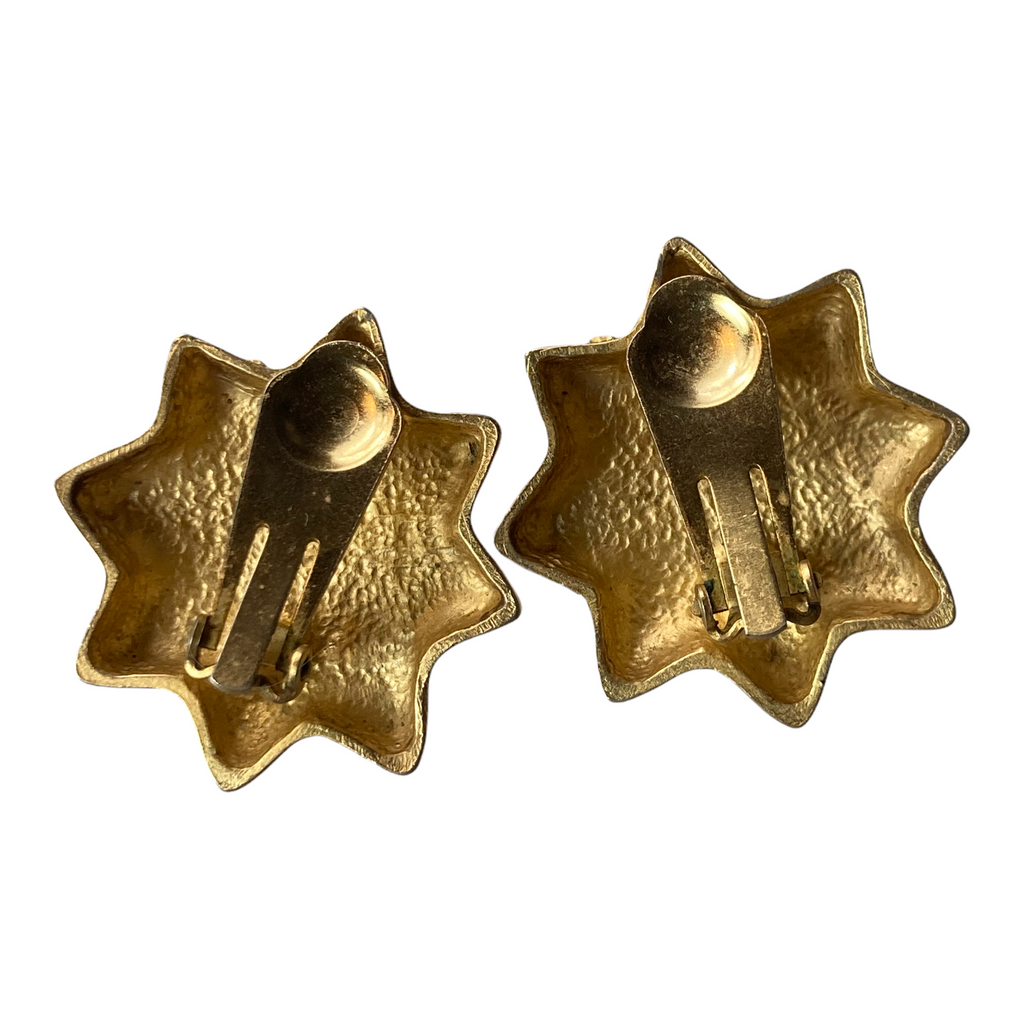 Vintage Chunky Star Clip-On Earrings