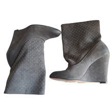 Load image into Gallery viewer, Rebecca Minkoff Studded Wedge Suede Booties size 7
