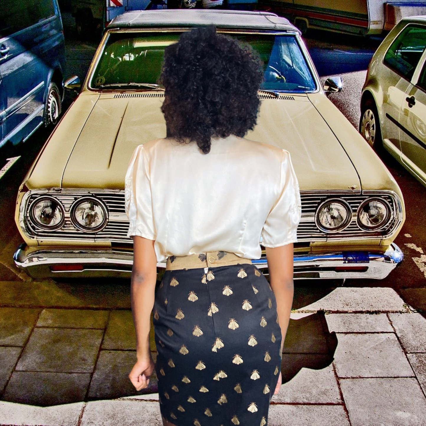 1960s Peony Hand Embroidered Silk Blouse Size Small