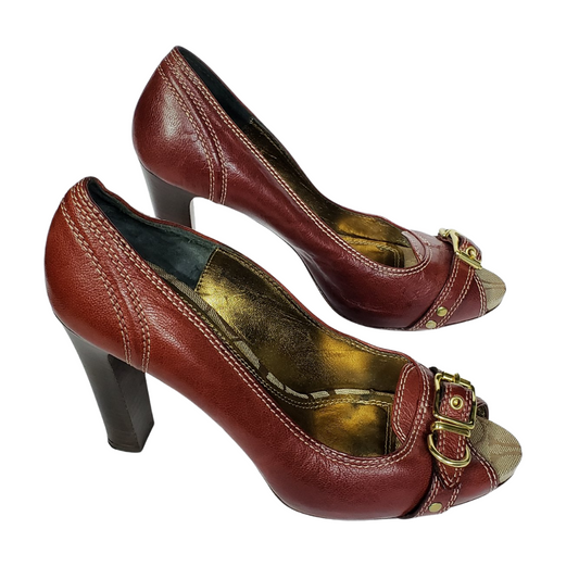 Coach Francie Leather Peeptoe Pumps Suze 9.5