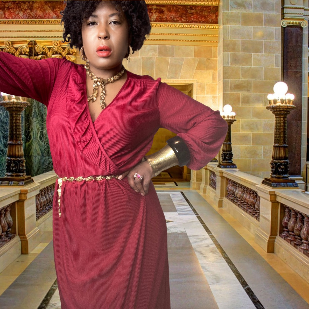 70s Vintage Lolita Blousan Dress Size L