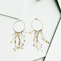 Gold Hoop Fringe Earrings