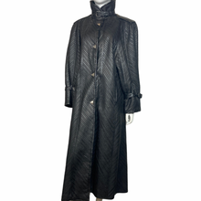 Load image into Gallery viewer, Vintage Black Pleated  Maxi Leather Coat Size L
